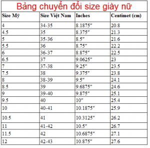 Size Giay Viet Nam 1 1